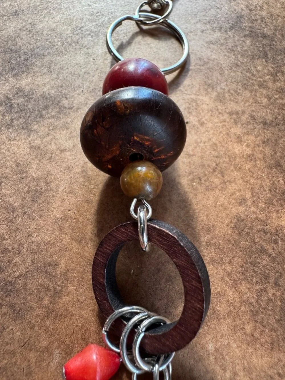 Boho keychain/purse charm with carnelian